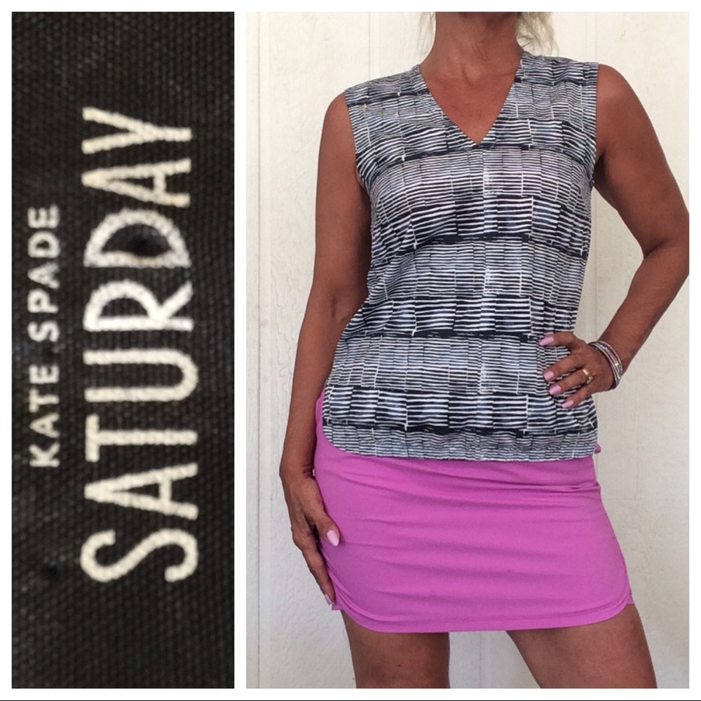 KATE SPADE BLUE & WHITE STRIPED SLEEVELESS TANK TOP SMALL